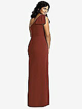 Rear View Thumbnail - Auburn Moon Bowed One-Shoulder Trumpet Gown