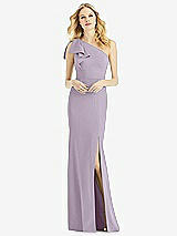 Alt View 1 Thumbnail - Lilac Haze Bowed One-Shoulder Trumpet Gown