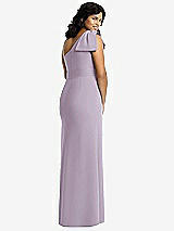 Rear View Thumbnail - Lilac Haze Bowed One-Shoulder Trumpet Gown