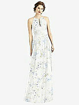 Front View Thumbnail - Bleu Garden Keyhole Halter Chiffon Maxi Dress