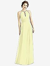 Front View Thumbnail - Butter Yellow Keyhole Halter Chiffon Maxi Dress