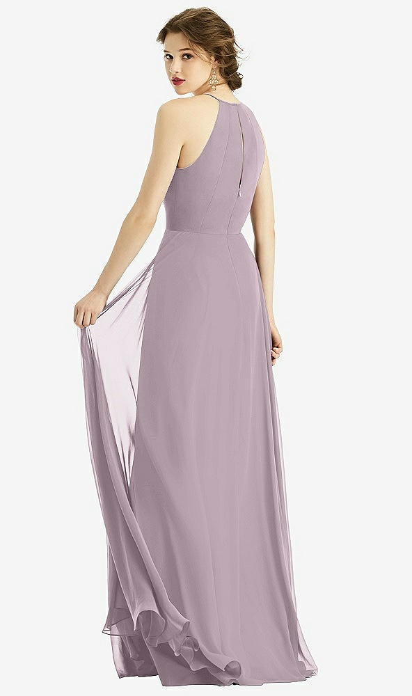 Back View - Lilac Dusk Keyhole Halter Chiffon Maxi Dress