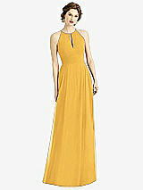 Front View Thumbnail - NYC Yellow Keyhole Halter Chiffon Maxi Dress