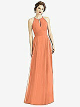 Front View Thumbnail - Sweet Melon Keyhole Halter Chiffon Maxi Dress