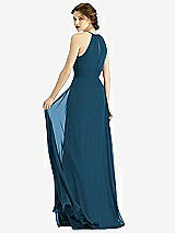 Rear View Thumbnail - Atlantic Blue Keyhole Halter Chiffon Maxi Dress