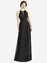 Front View Thumbnail - Black Keyhole Halter Chiffon Maxi Dress