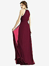 Rear View Thumbnail - Cabernet Keyhole Halter Chiffon Maxi Dress