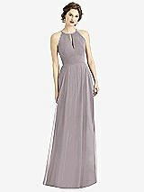 Front View Thumbnail - Cashmere Gray Keyhole Halter Chiffon Maxi Dress