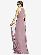 Rear View Thumbnail - Dusty Rose Keyhole Halter Chiffon Maxi Dress