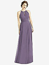 Front View Thumbnail - Lavender Keyhole Halter Chiffon Maxi Dress