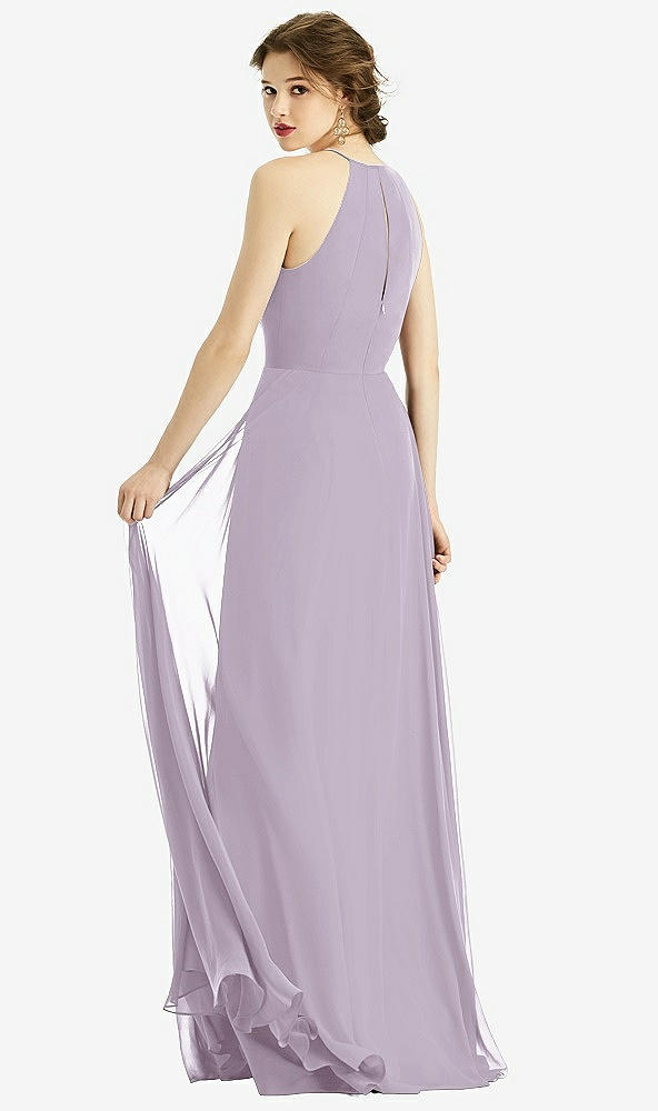 Back View - Lilac Haze Keyhole Halter Chiffon Maxi Dress