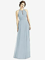 Front View Thumbnail - Mist Keyhole Halter Chiffon Maxi Dress