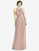 Front View Thumbnail - Neu Nude Keyhole Halter Chiffon Maxi Dress