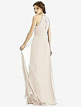 Rear View Thumbnail - Oat Keyhole Halter Chiffon Maxi Dress