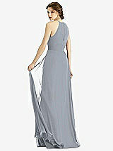 Rear View Thumbnail - Platinum Keyhole Halter Chiffon Maxi Dress