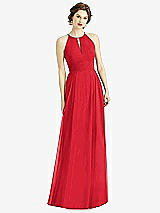 Front View Thumbnail - Parisian Red Keyhole Halter Chiffon Maxi Dress