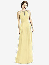 Front View Thumbnail - Pale Yellow Keyhole Halter Chiffon Maxi Dress