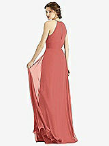 Rear View Thumbnail - Coral Pink Keyhole Halter Chiffon Maxi Dress