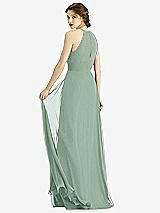 Rear View Thumbnail - Seagrass Keyhole Halter Chiffon Maxi Dress