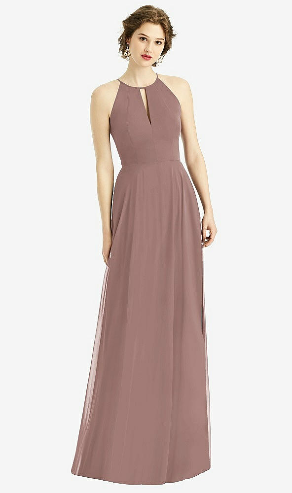 Front View - Sienna Keyhole Halter Chiffon Maxi Dress