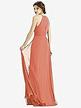 Rear View Thumbnail - Terracotta Copper Keyhole Halter Chiffon Maxi Dress