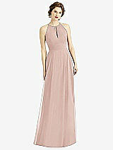 Front View Thumbnail - Toasted Sugar Keyhole Halter Chiffon Maxi Dress