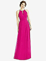 Front View Thumbnail - Think Pink Keyhole Halter Chiffon Maxi Dress