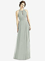 Front View Thumbnail - Willow Green Keyhole Halter Chiffon Maxi Dress