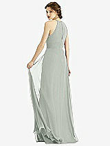 Rear View Thumbnail - Willow Green Keyhole Halter Chiffon Maxi Dress