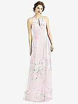 Front View Thumbnail - Watercolor Print Keyhole Halter Chiffon Maxi Dress