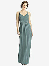 Front View Thumbnail - Icelandic V-Neck Blouson Bodice Chiffon Maxi Dress