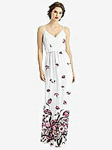 Front View Thumbnail - London Print V-Neck Blouson Bodice Chiffon Maxi Dress