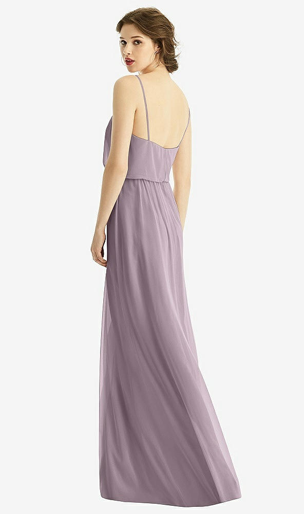 Back View - Lilac Dusk V-Neck Blouson Bodice Chiffon Maxi Dress