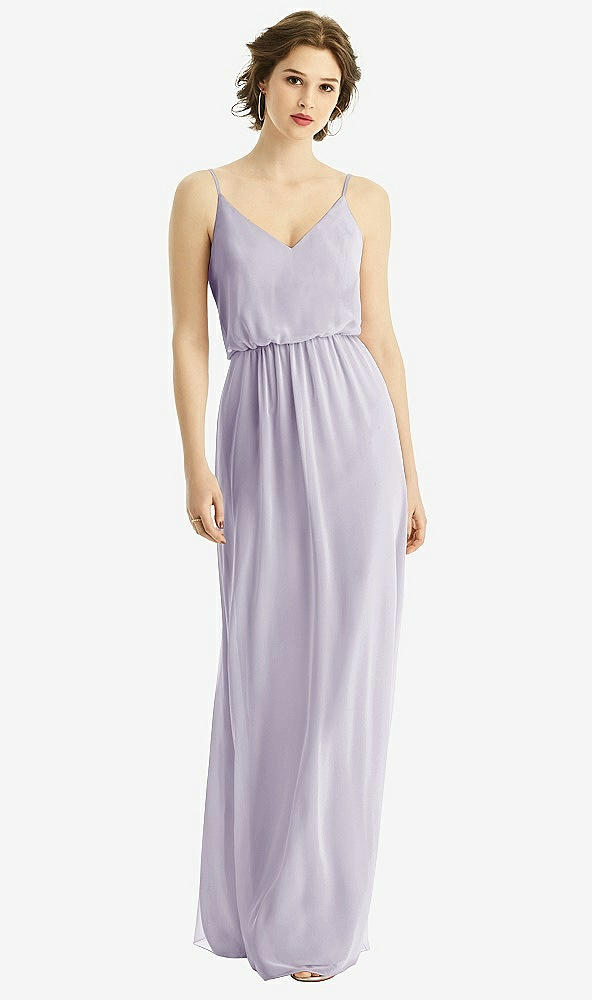 Front View - Moondance V-Neck Blouson Bodice Chiffon Maxi Dress