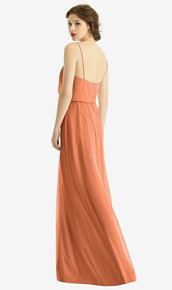 Back View - Sweet Melon V-Neck Blouson Bodice Chiffon Maxi Dress