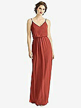 Front View Thumbnail - Amber Sunset V-Neck Blouson Bodice Chiffon Maxi Dress