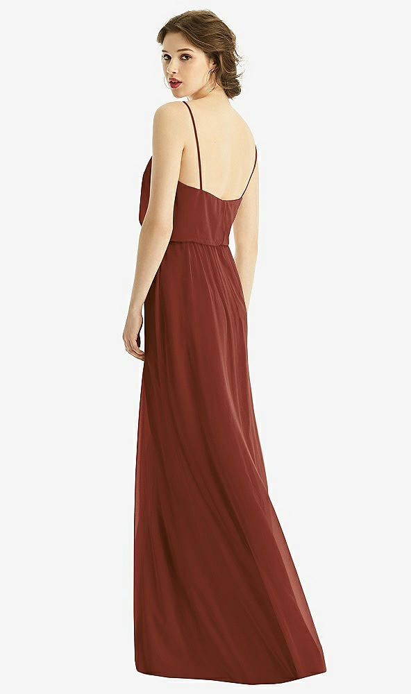 Back View - Auburn Moon V-Neck Blouson Bodice Chiffon Maxi Dress