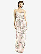 Front View Thumbnail - Blush Garden V-Neck Blouson Bodice Chiffon Maxi Dress