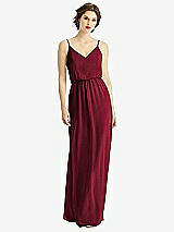 Front View Thumbnail - Burgundy V-Neck Blouson Bodice Chiffon Maxi Dress