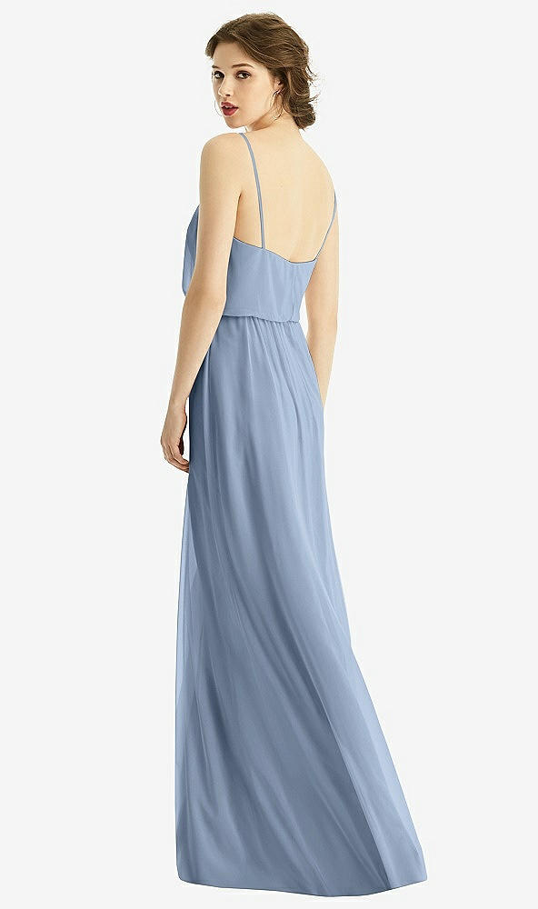 Back View - Cloudy V-Neck Blouson Bodice Chiffon Maxi Dress