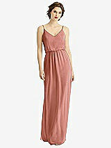 Front View Thumbnail - Desert Rose V-Neck Blouson Bodice Chiffon Maxi Dress