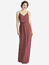 Front View Thumbnail - English Rose V-Neck Blouson Bodice Chiffon Maxi Dress