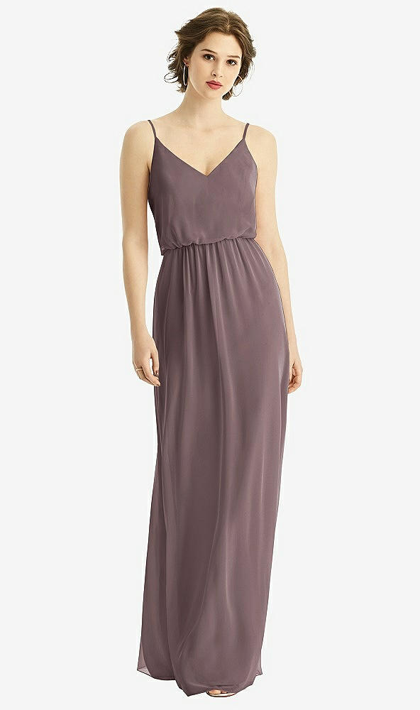 Front View - French Truffle V-Neck Blouson Bodice Chiffon Maxi Dress