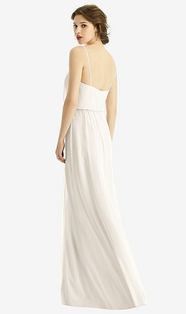 Back View - Ivory V-Neck Blouson Bodice Chiffon Maxi Dress