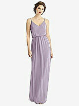 Front View Thumbnail - Lilac Haze V-Neck Blouson Bodice Chiffon Maxi Dress