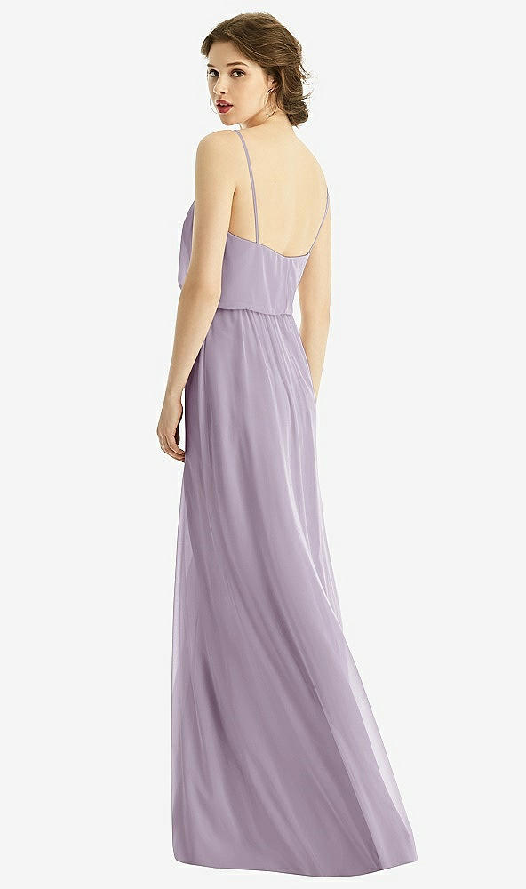 Back View - Lilac Haze V-Neck Blouson Bodice Chiffon Maxi Dress