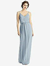 Front View Thumbnail - Mist V-Neck Blouson Bodice Chiffon Maxi Dress