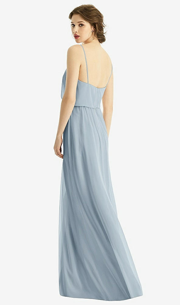 Back View - Mist V-Neck Blouson Bodice Chiffon Maxi Dress