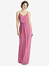 Front View Thumbnail - Orchid Pink V-Neck Blouson Bodice Chiffon Maxi Dress