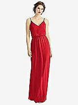 Front View Thumbnail - Parisian Red V-Neck Blouson Bodice Chiffon Maxi Dress